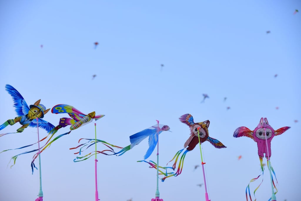 kite flying blue sky