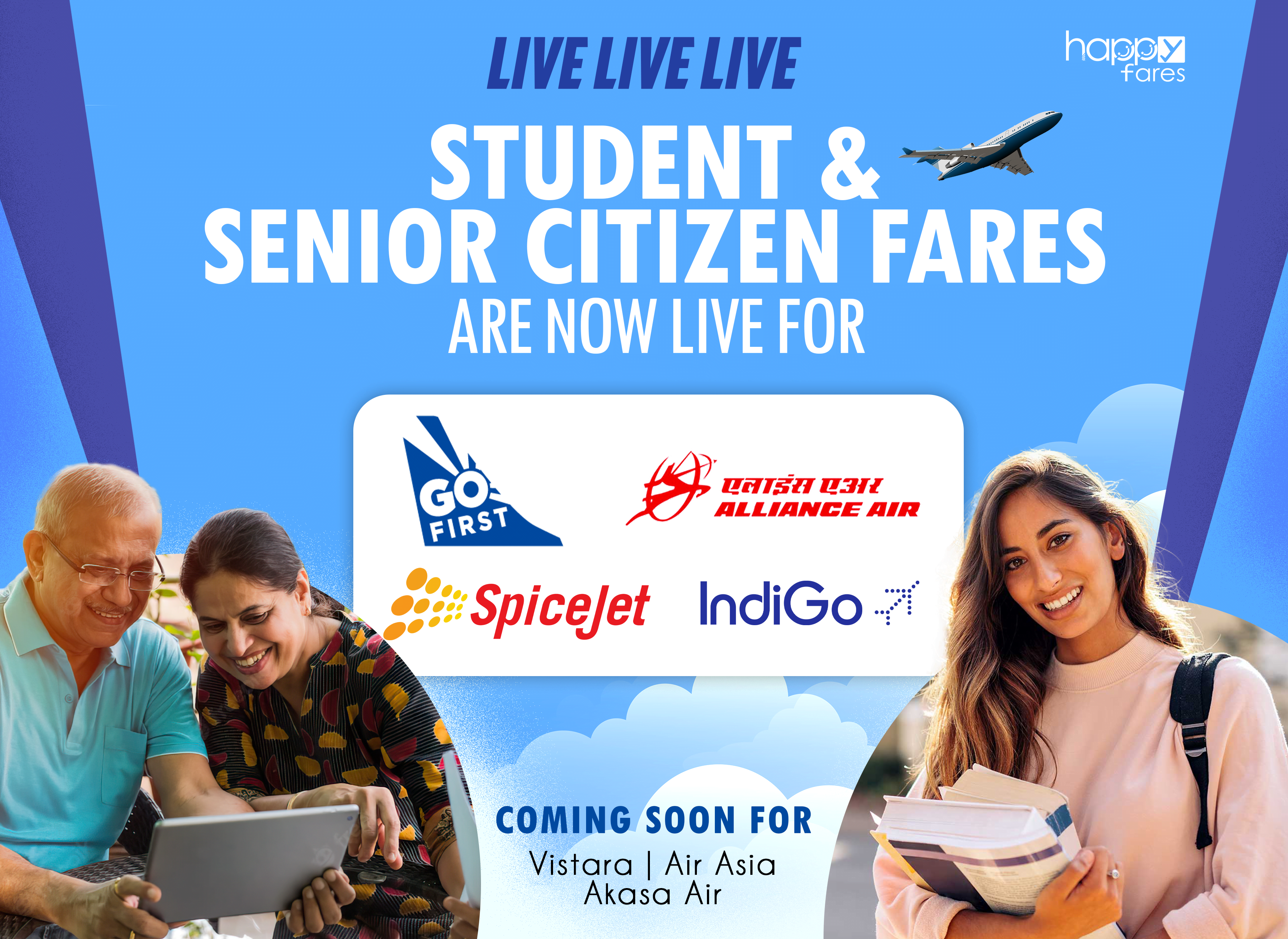 Read more about the article Happyfares.in now offers Student and Senior Citizen Fares for all major airlines